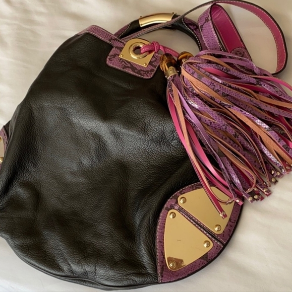 Gucci Spring 2007  Runway Babouska Purple Black Snakeskin Leathers Tassel Bag - Picture 9 of 14